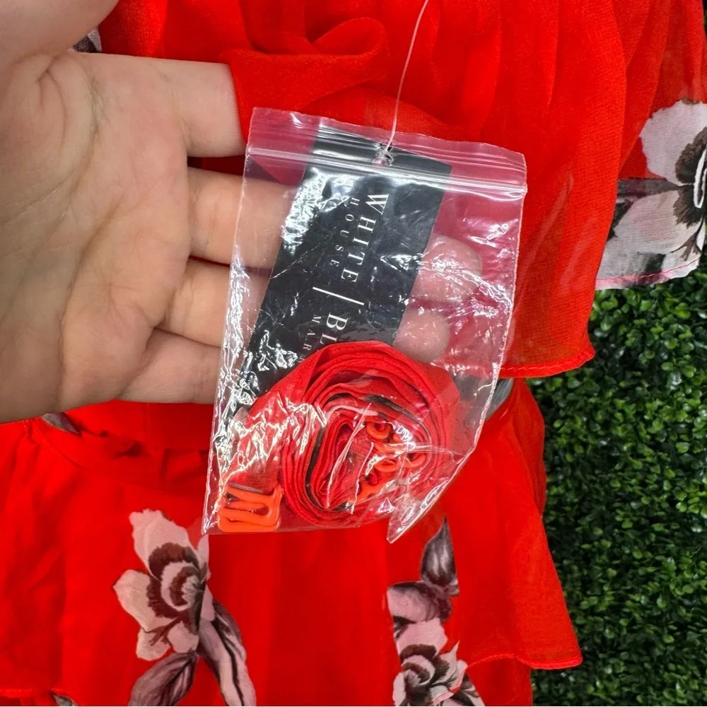 White House Black Market Red Floral Dress nwt‎
